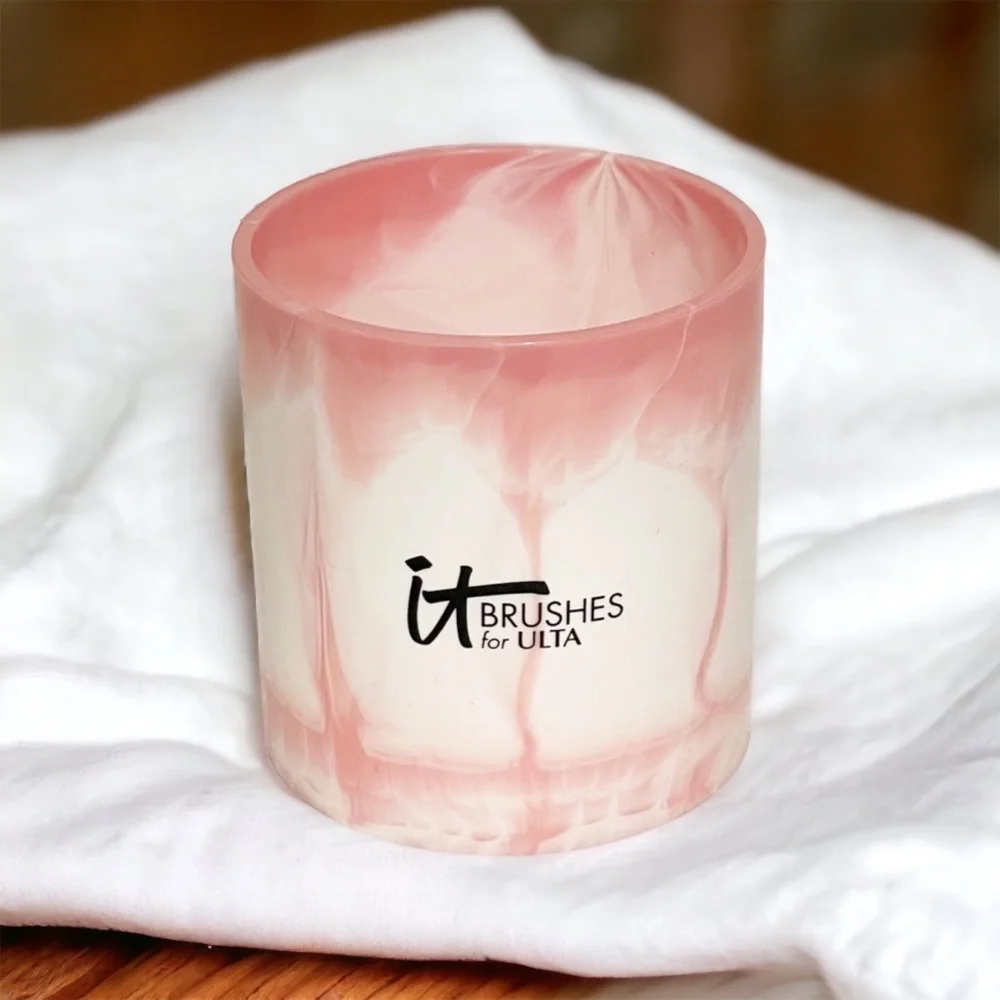 It Cosmetics for Ulta Pink Marble Plastic Makeup Brush Holder‎ Cup Vanity